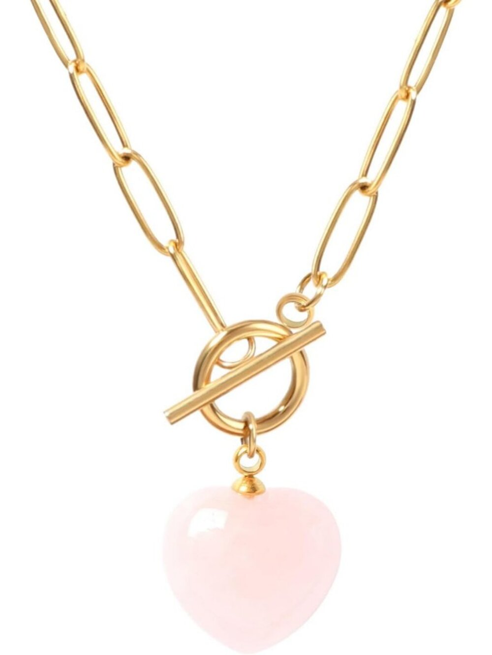 18K Gold Plated Gemstone Toggle Necklace - Heart, Round & Teardrop Jewelry Gift